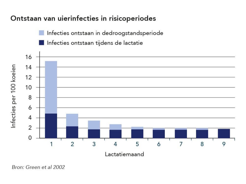 Grafiek: Ontstaan van uierinfecties in risicoperiodes