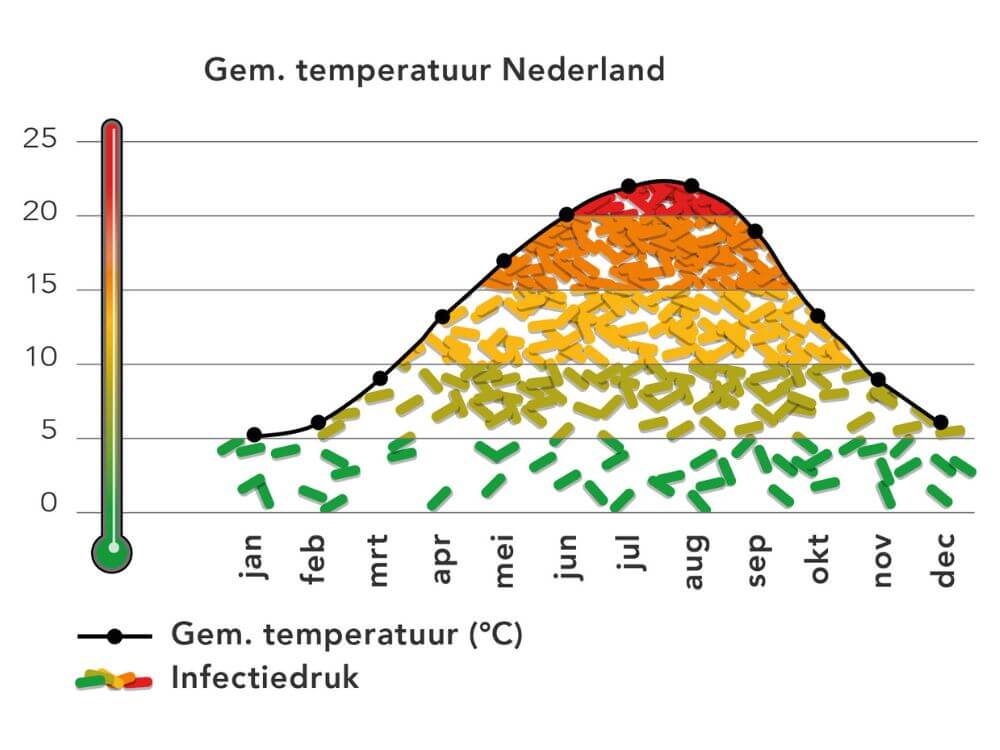 Gemiddelde temperaturen in Nederland